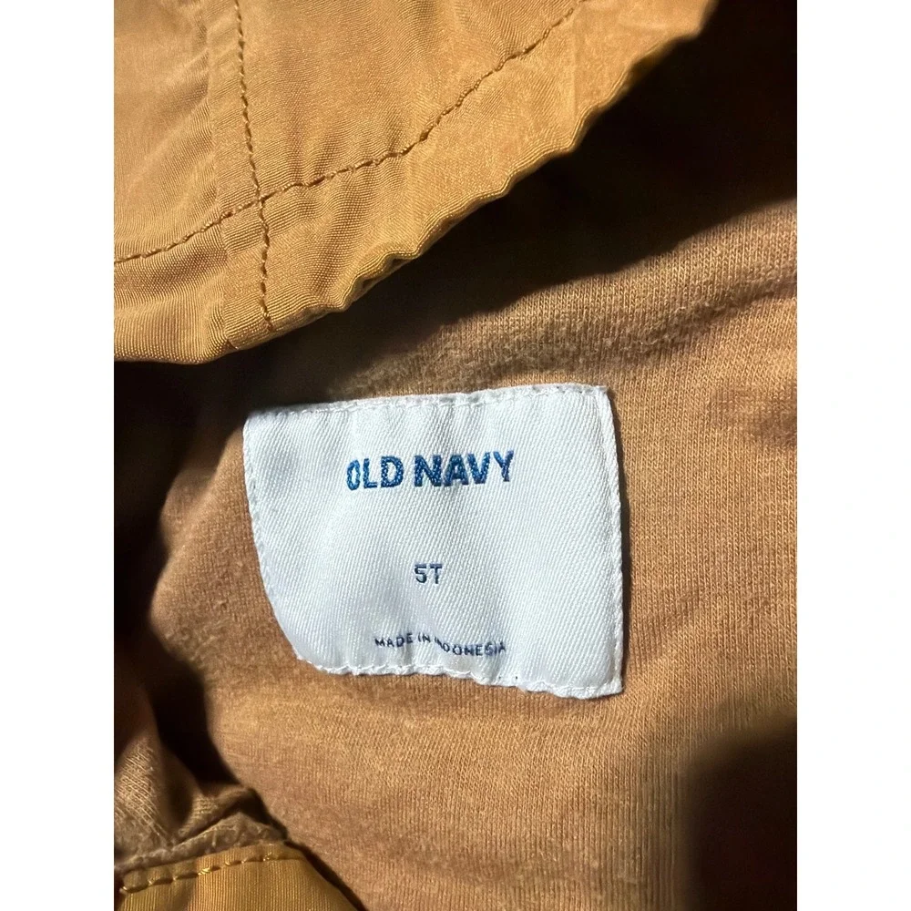 Old navy kids  XS 4-5 Brown Utility Field Jacket Hooded Full Zip Fleece